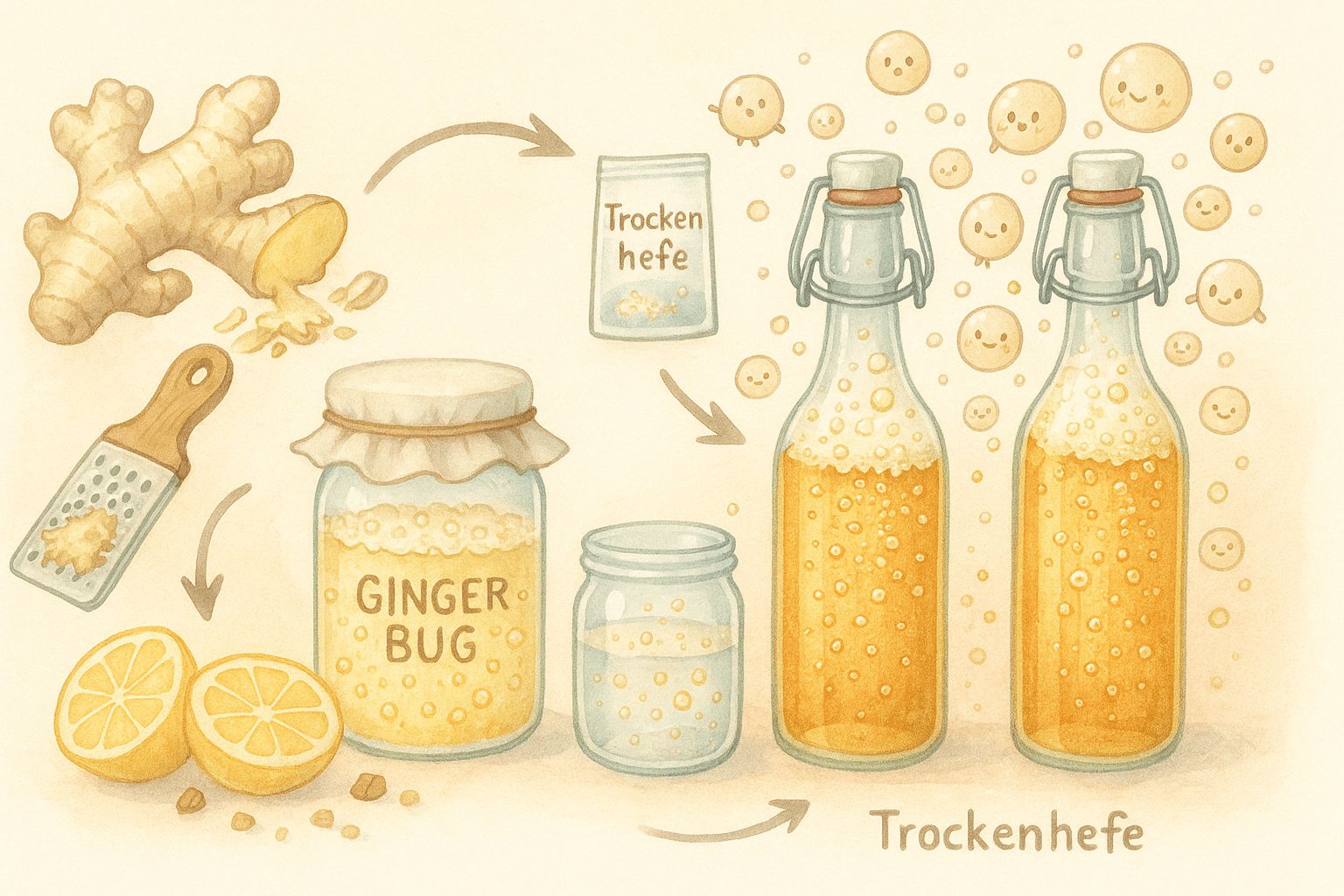 Ingwerbier mit Trockenhefe