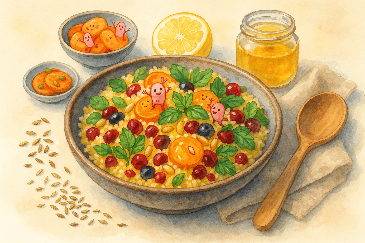 Couscous-Salat mit fermentierten Möhren